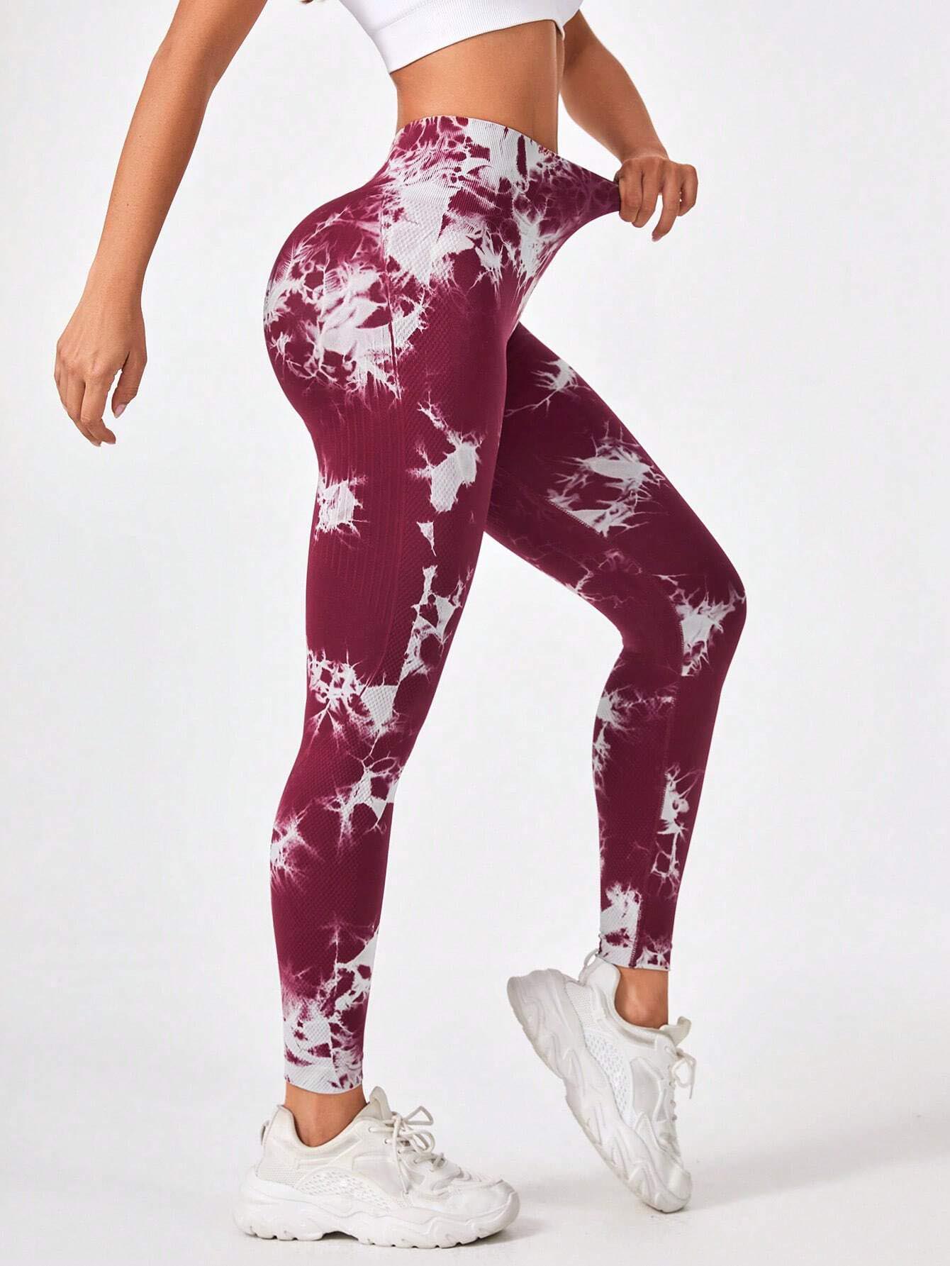 Women’s Tie Dye Seamless Leggings | High Waist Tummy Control Yoga Pants - Picture 9 of 10