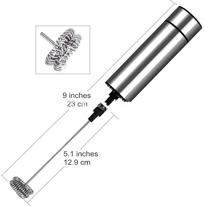 Handheld Electric Milk Frother with Double Whisk, Battery Coffee Foamer and Drink Mixer - detail photo 3
