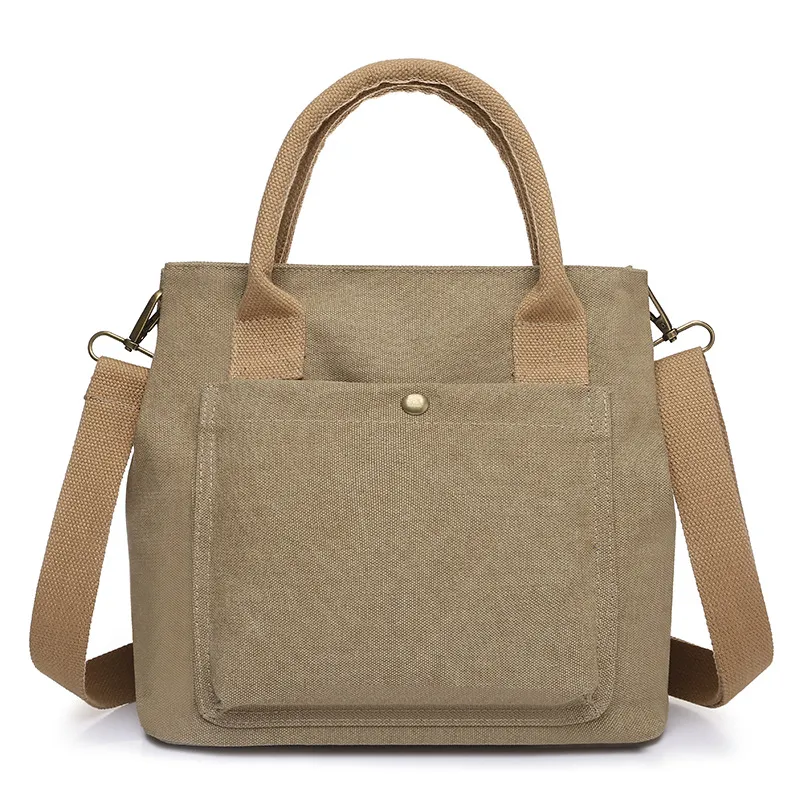 Fashion Handbag Without Ladies Embroidery Thread Fabric - Khaki
