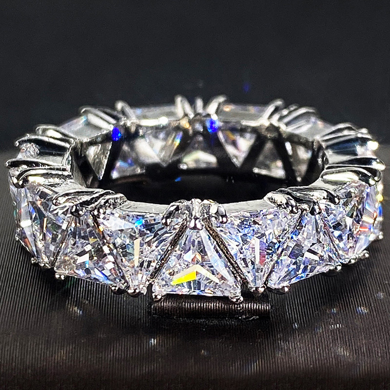 Full Circle Full Set Single Row Triangle Zircon Ring Women