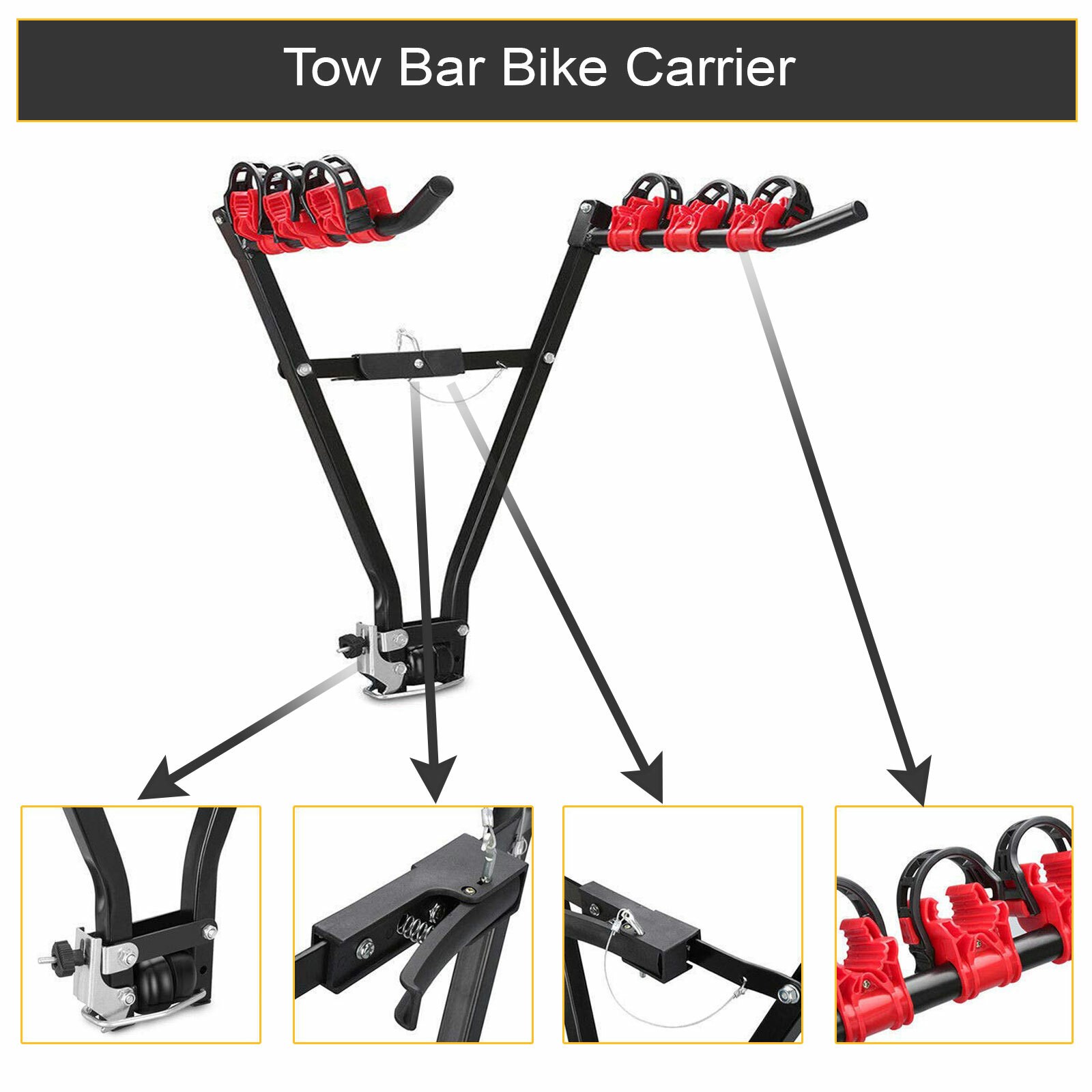 Heavy Duty 3 Bicycle Rear Tow Bar Bike Car Cycle Carrier