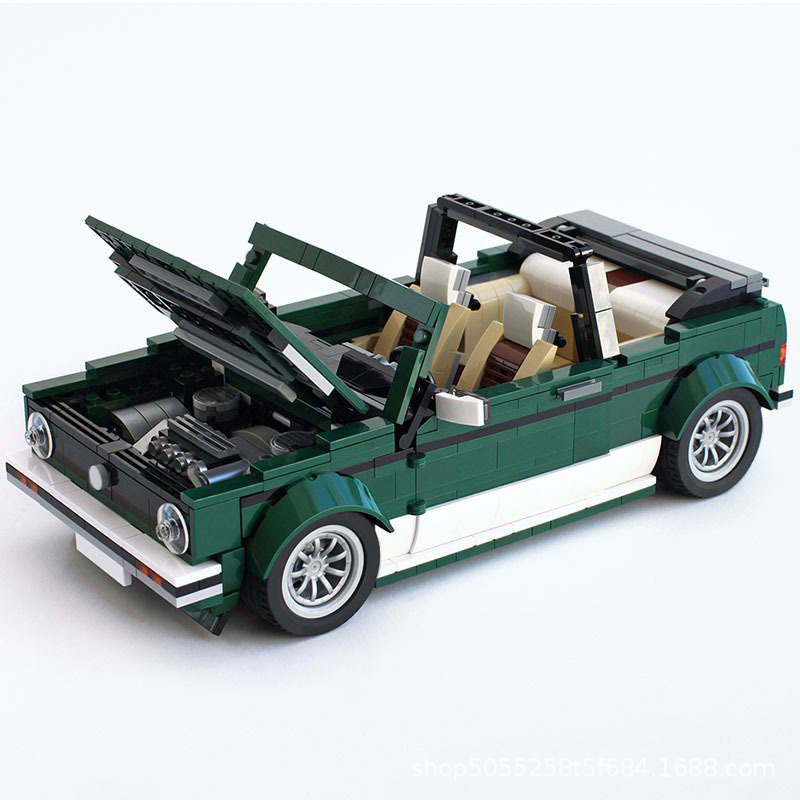 Small Particle Building Blocks MOC Car Assembly Golf MK1 Convertible Car - Image 6