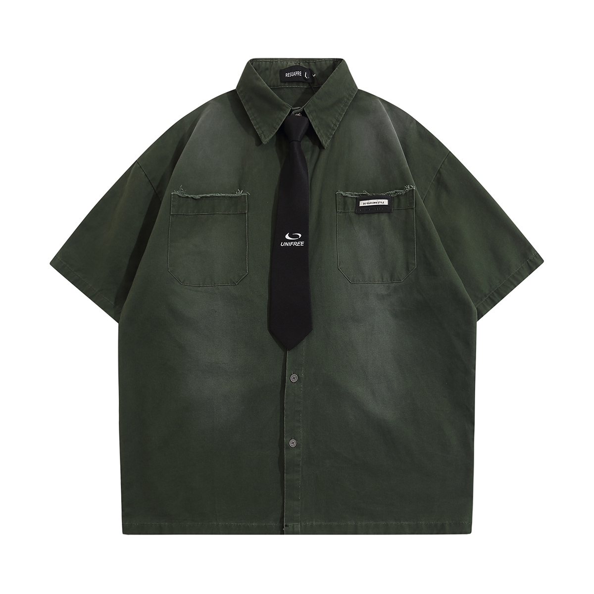 Tide Do Old Gradient Denim Tie Short Sleeve