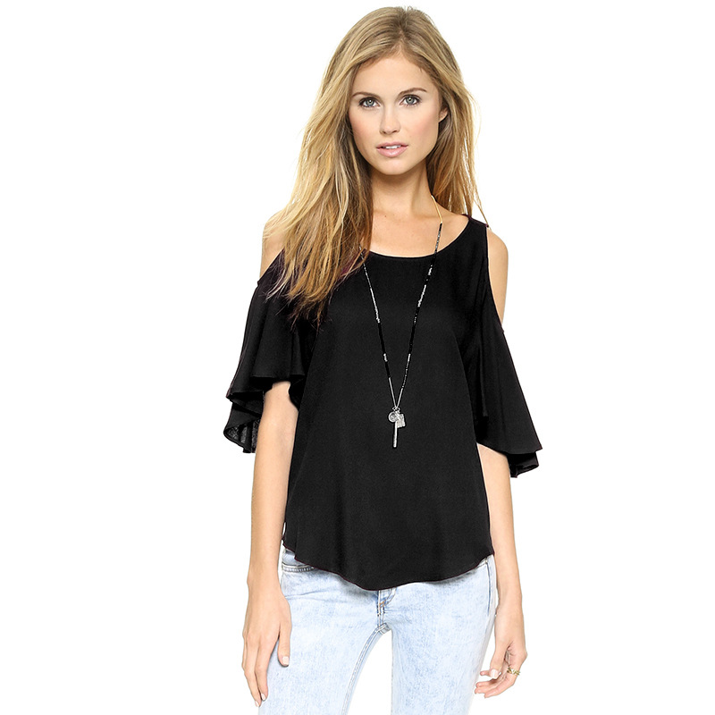 Title 6, Loose Sleeve Sleeve Off-Shoulder Round Hem Mid-...