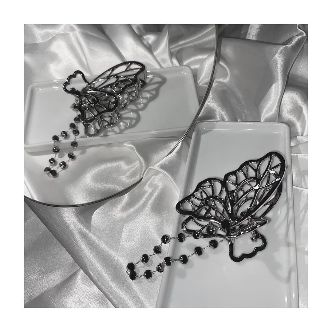 Alloy Butterfly Hair Clip Crystal Chain Cold Personality
