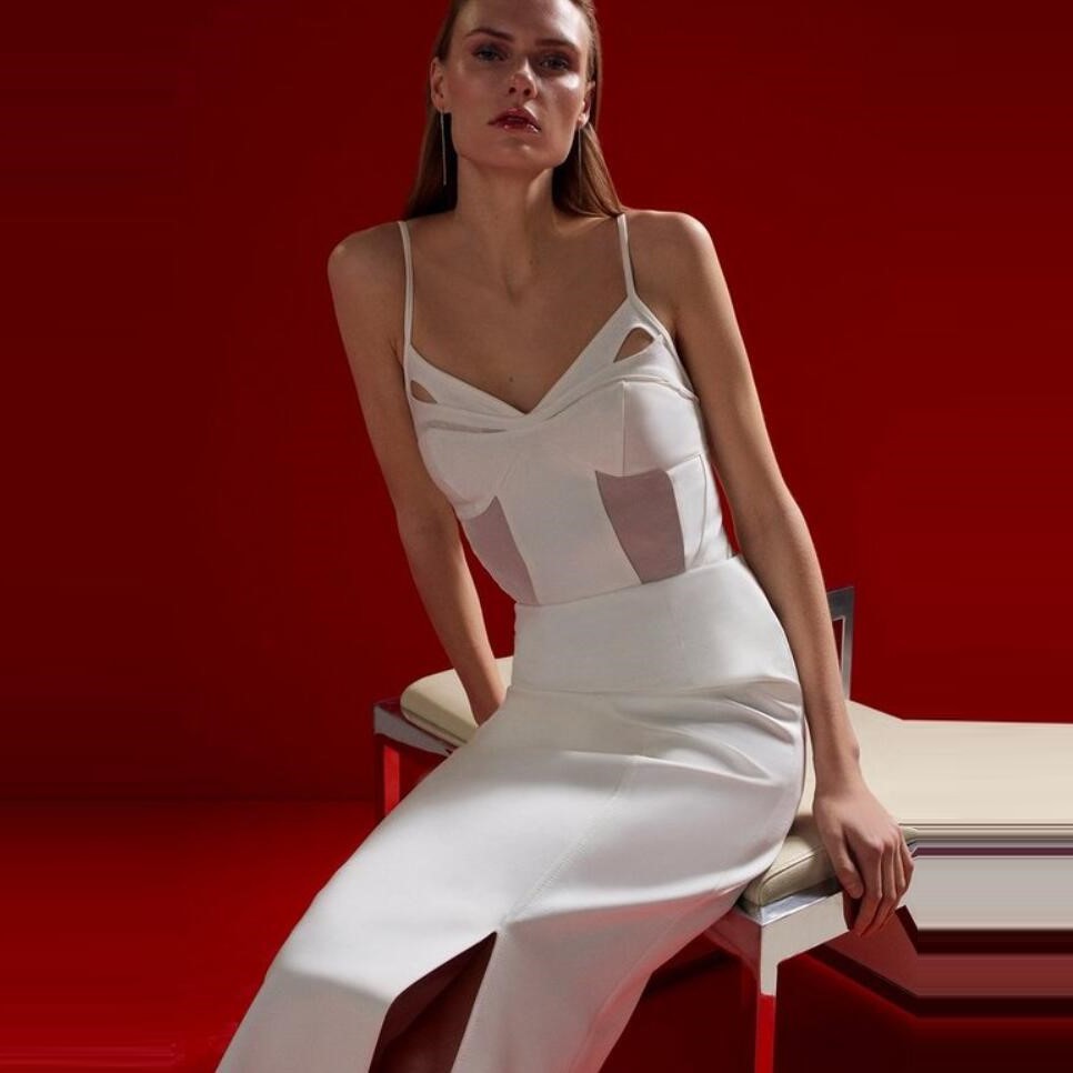 Mesh Slip Midi Dress