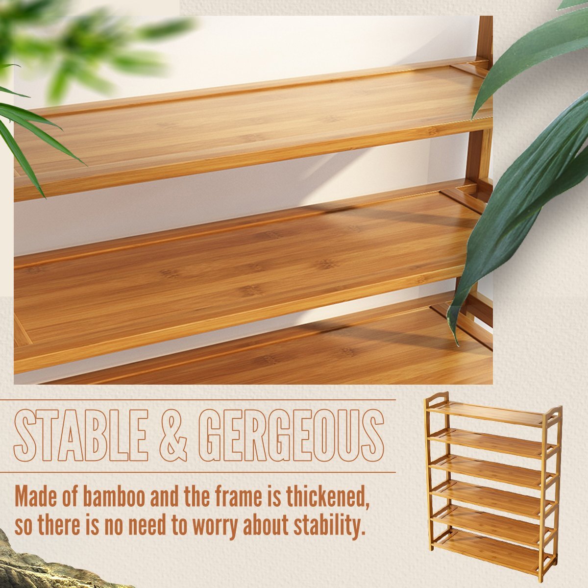6-Tier Bamboo Shoe Rack - Tall Standing Storage Shelf & Footwear Organizer UK — image 8