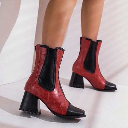 Women's Square Head Thick High-heeled Boots