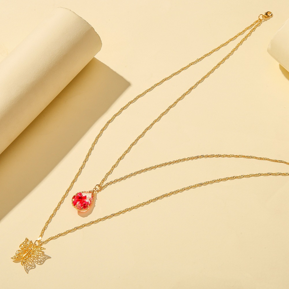 Simple Double Layer Drop Dry Flower Pendant
