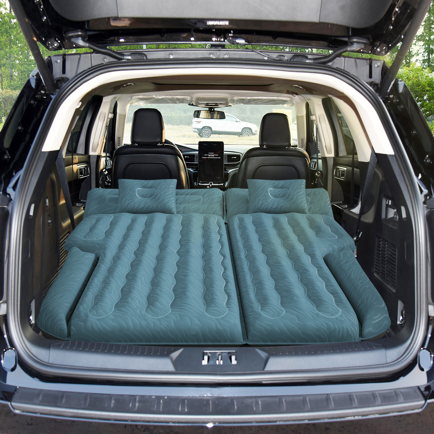 Car Air Mattress For Full Size SUV, Upgraded Flocked Surface, Durable 210T Bottom Van Camping Bed, Quick Inflation Sleeping Airbed For SUV Back Trunk