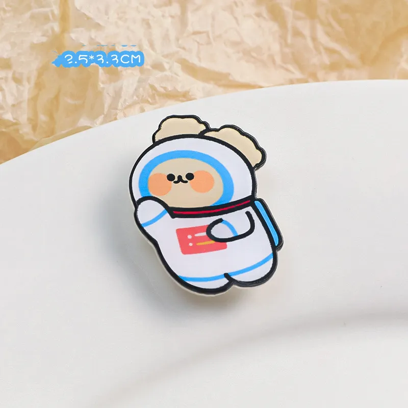 Cartoon Acrylic Brooch Cute Decorative Accessories - Rabbit Astronauts