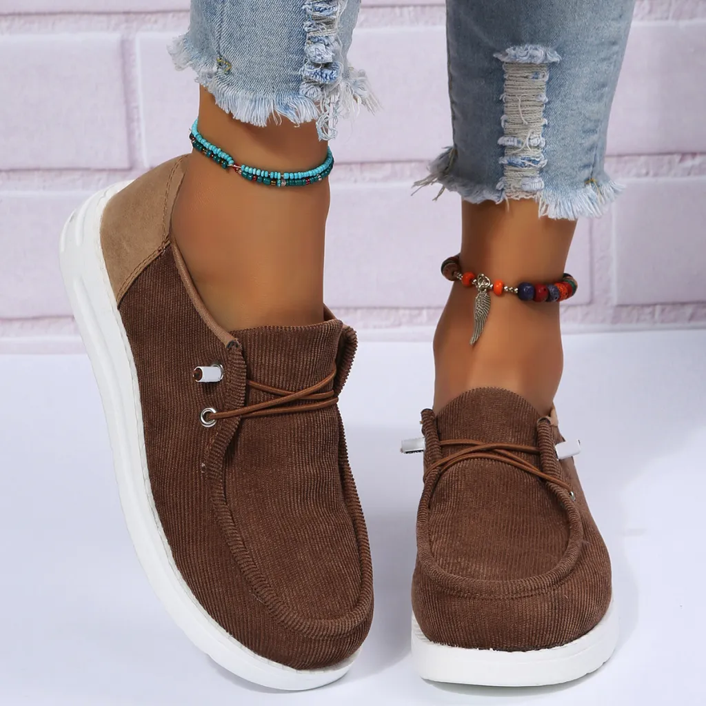Flat Shoes Woman Breathable Elastic Band Casual Shoes Walking - Beige