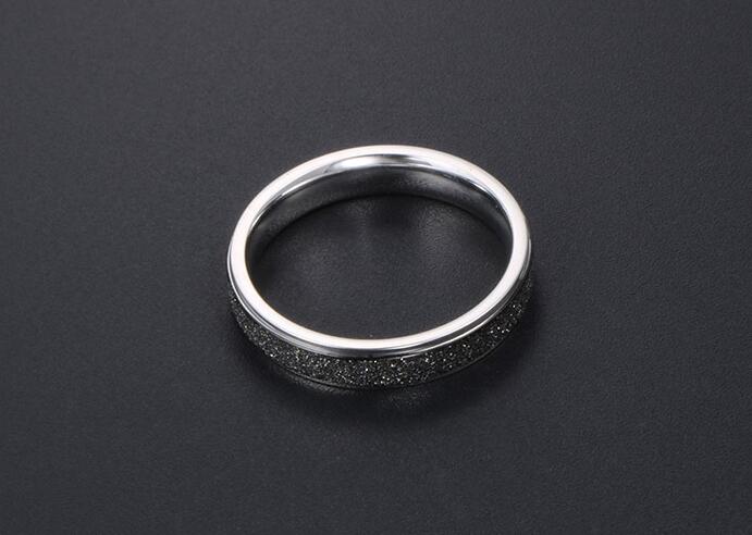 Fashion Simple Titanium Steel Black Frosted Ring