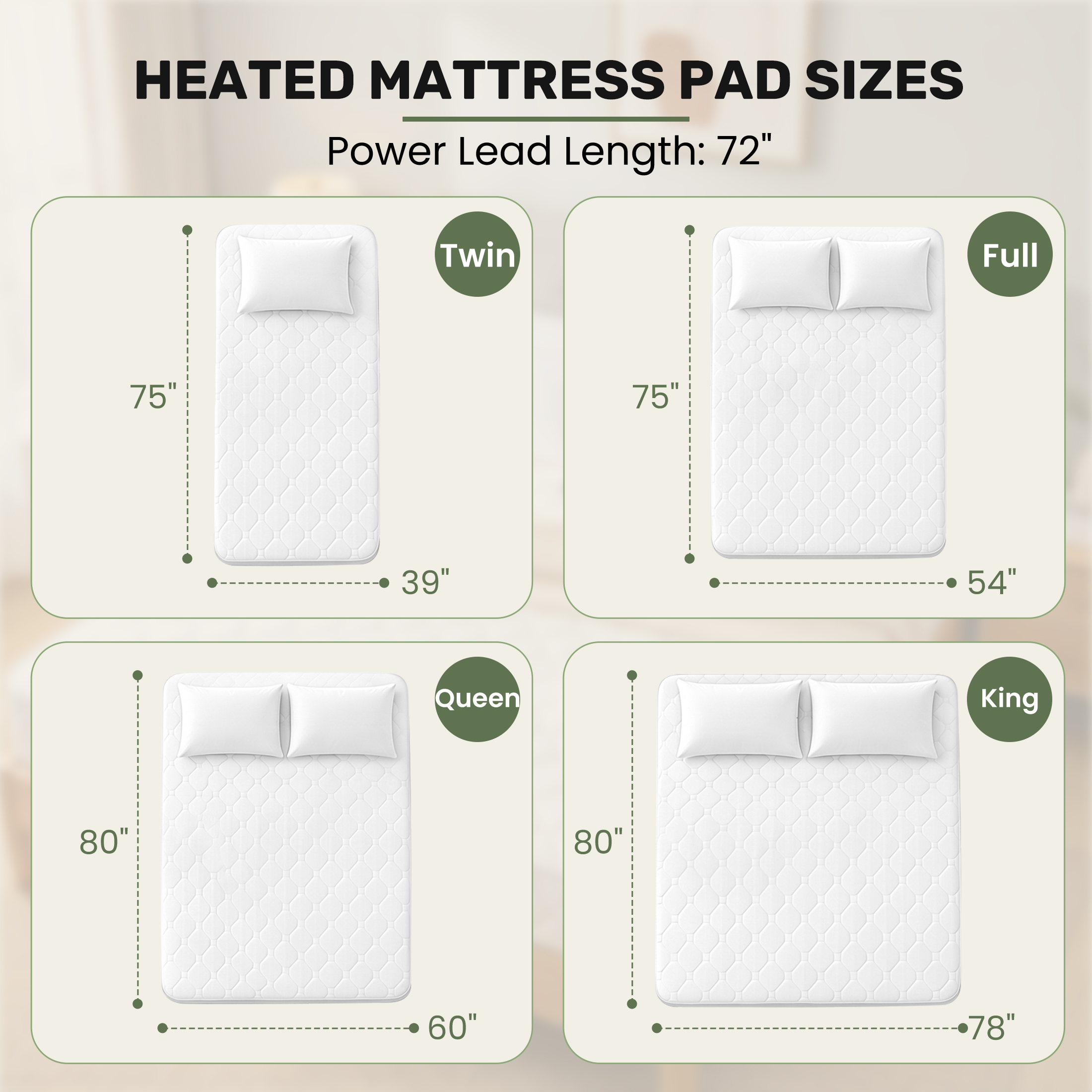 QUEEN-Heated Mattress Pad - Ultra Wide Dual Controller Electric Heater With 12 Heating Settings, Automatically Shuts Off After 12 Hours image 4