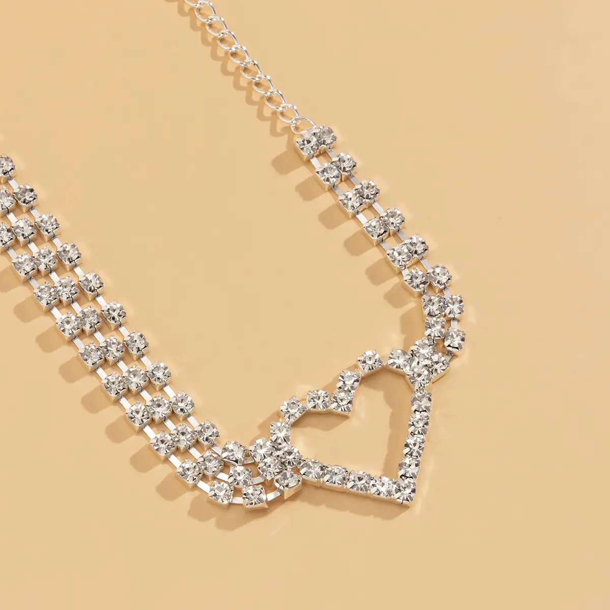 Simple Asymmetric Heart-Shaped Claw Chain Rhinestone Waist Chain Hollow Sexy Tassel Body Chain