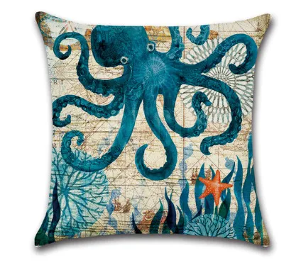 Blue Wind Sea Life Linen Pillowcase 5 Style - Shop at LoveMi