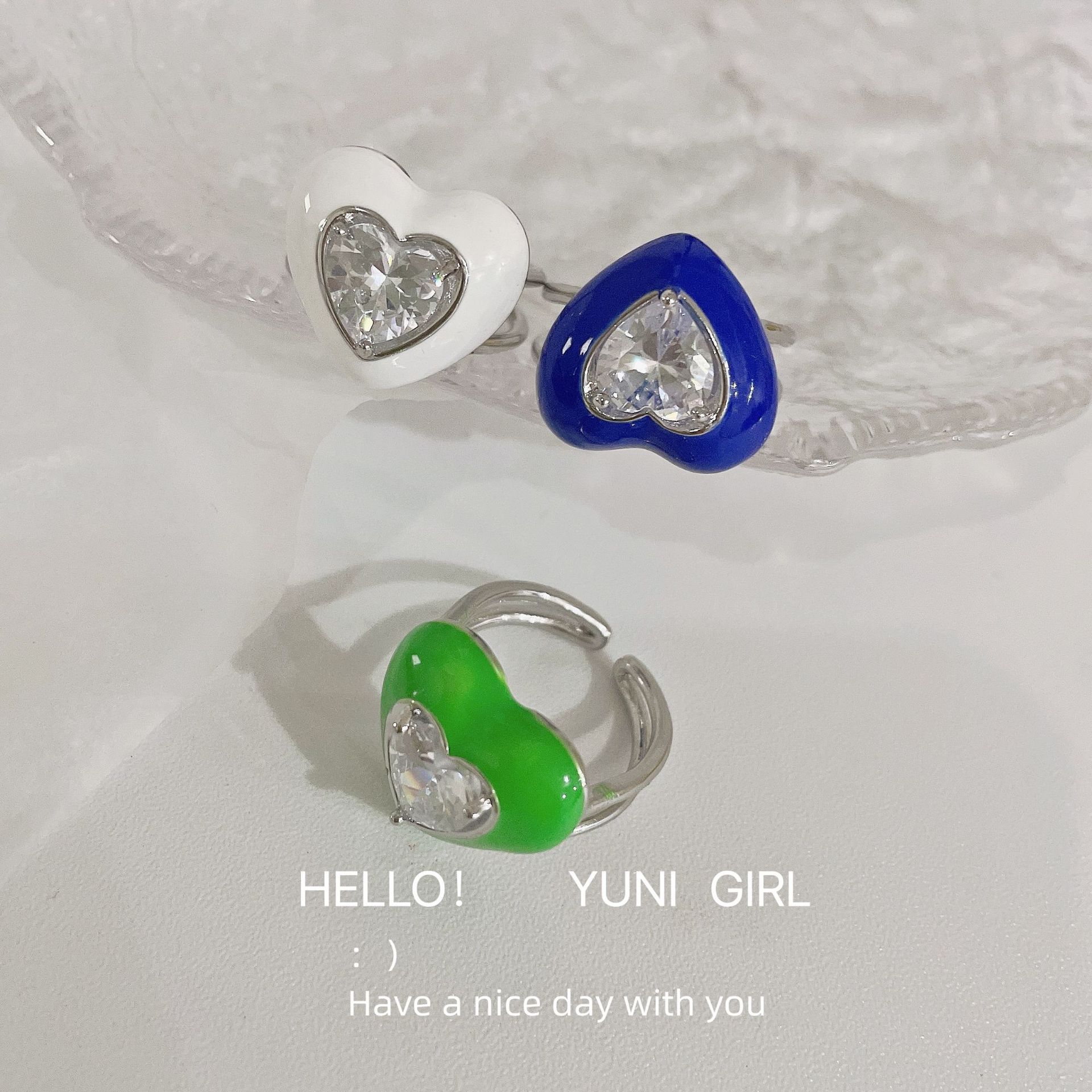 Colorful Oil Drop Love Peach Heart Zircon