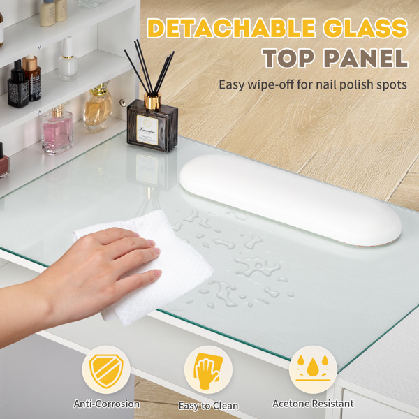 White Relief Particle Board Tempered Glass 141x50x112cm Three Doors And Two... 6