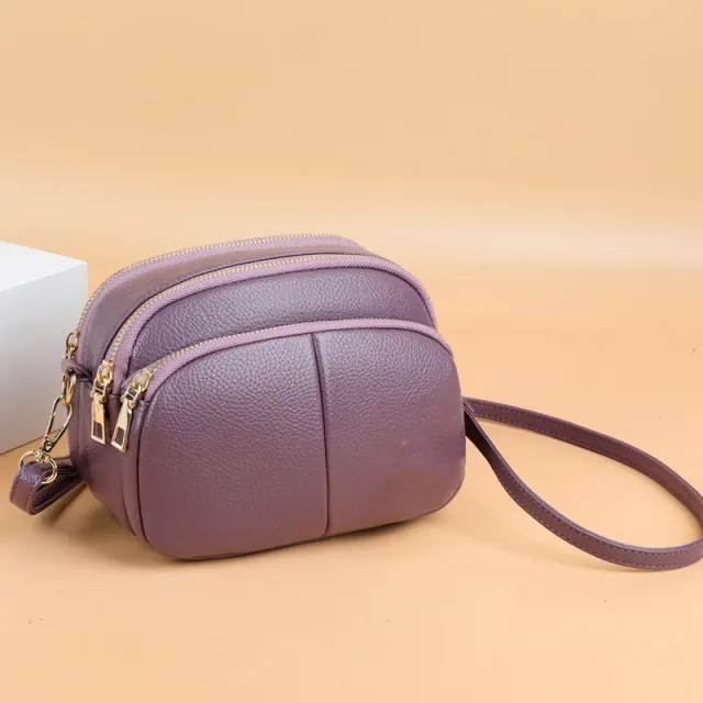 Soft Leather Shoulder Bag Stitching Purple - Shop at LoveMi
