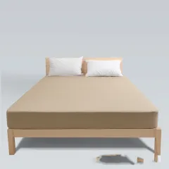 Solid Color Anti-mite Bed Cover Urine Pad - Camel - View 1