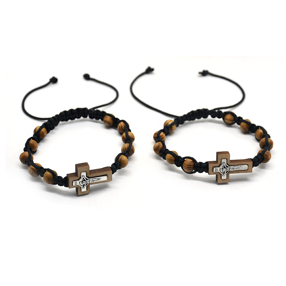 Cross Bracelet Alloy Pine Beads Woven China