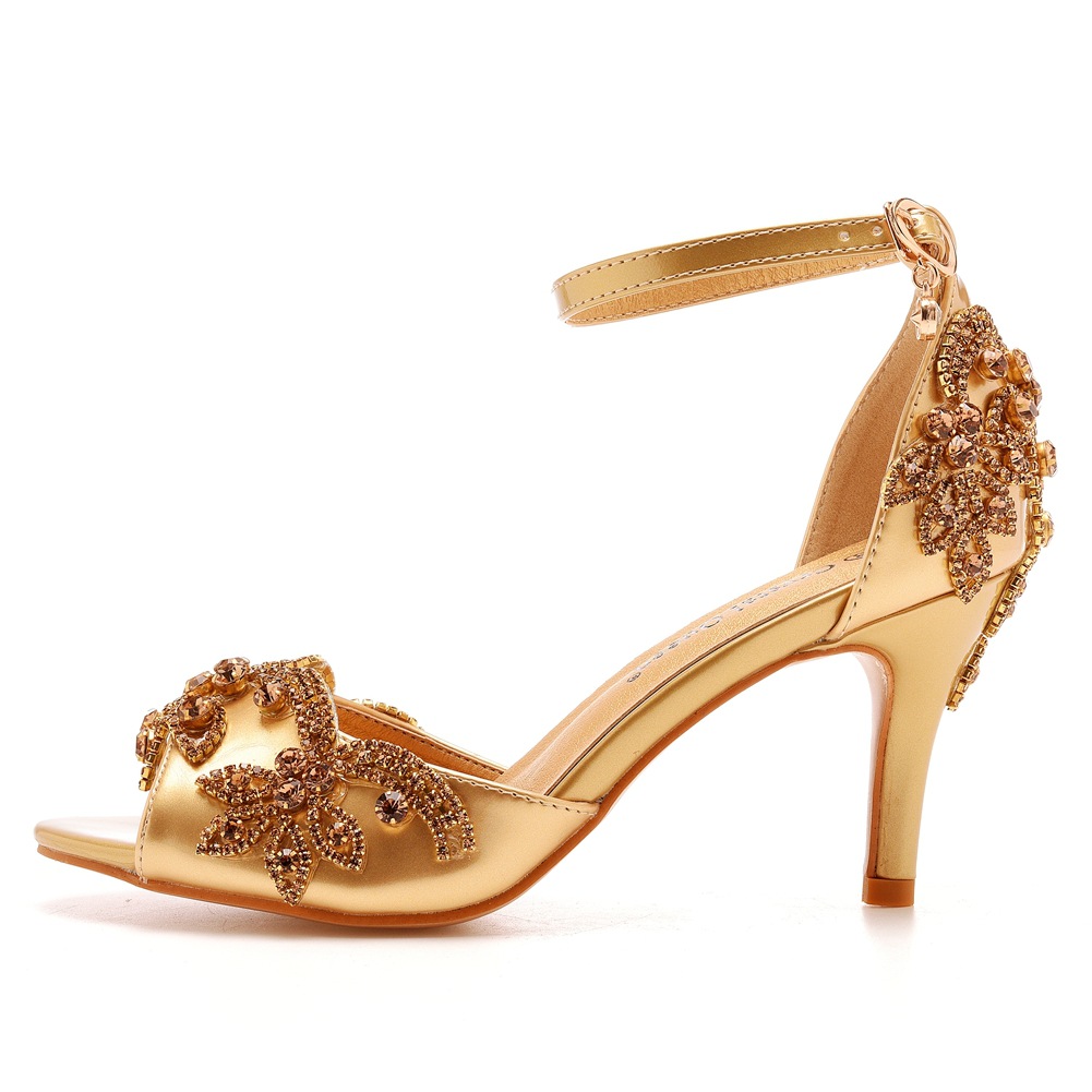 Title 8, Sandali con tacco alto peep-toe 7cm e fibbia. P...