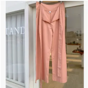 Summer High Waist Lace-up Casual Flax Pants - Pink