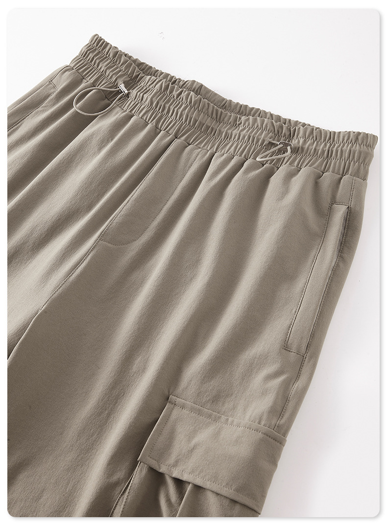 Men's Drawstring Pleated Workwear Quick Dry Four-Way Stretch Woven