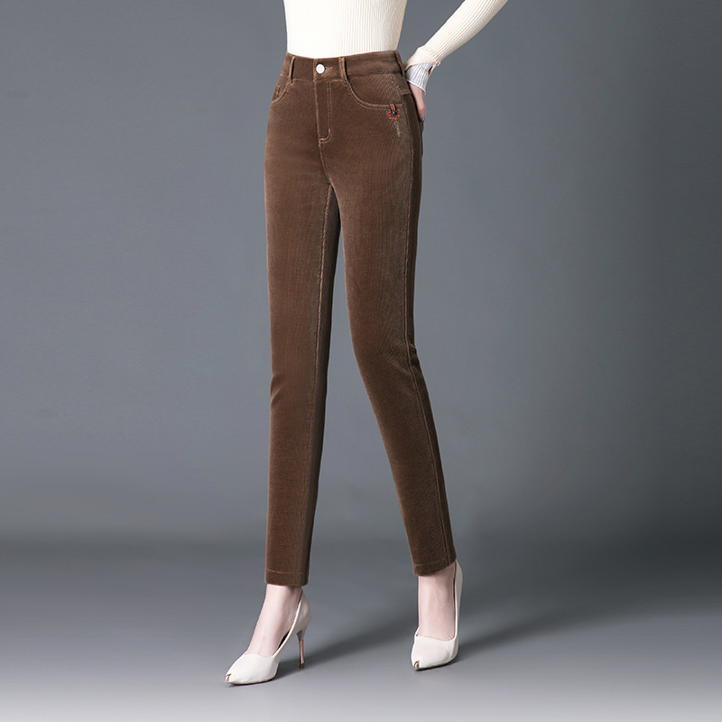 Large Plus Velvet Padded Corduroy Trousers