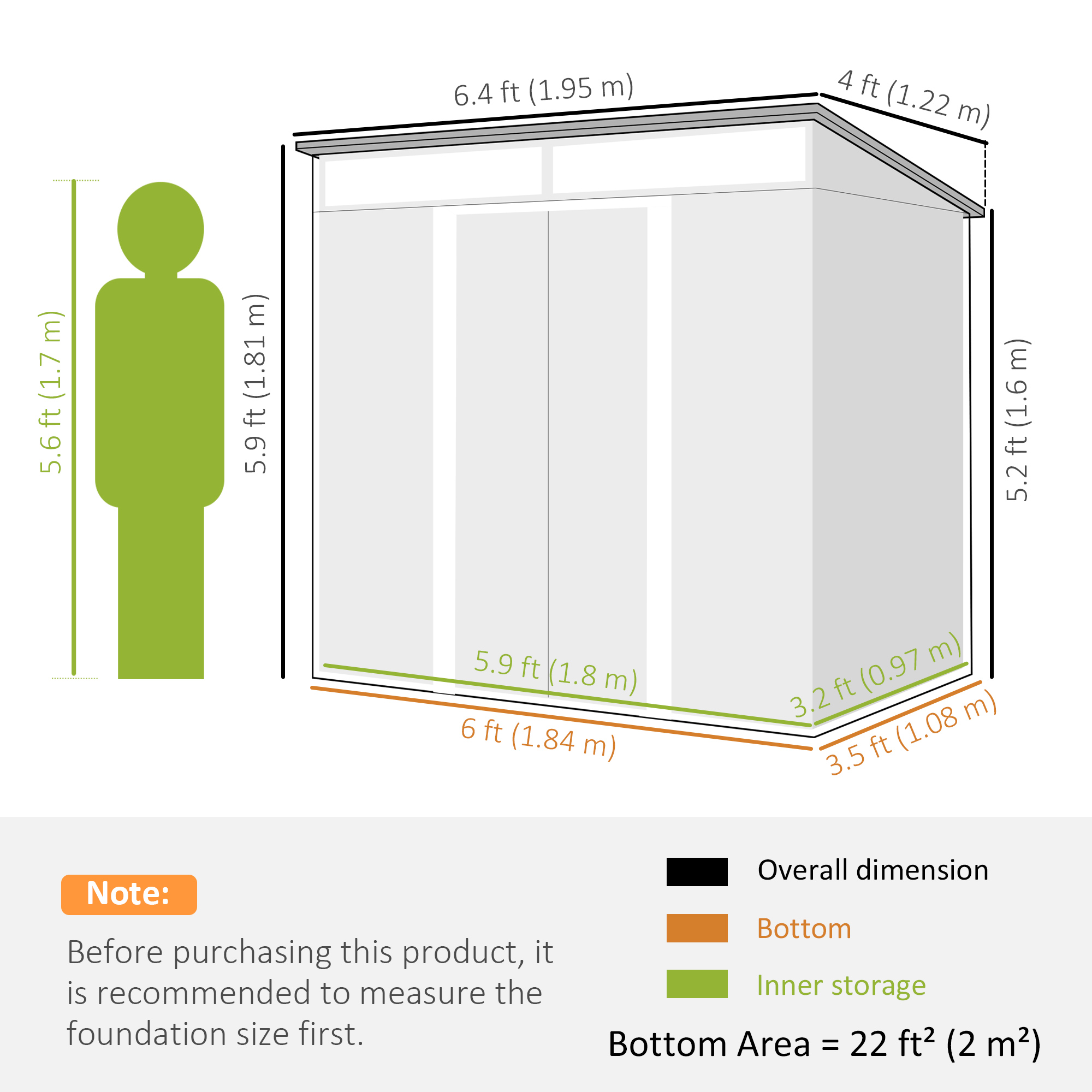 6.5 X 4-foot Galvanized Metal Shed With Foundation Kit,