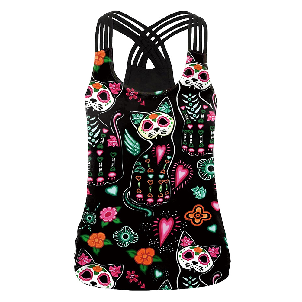 3D Flower Digital Printing Ladies Cross