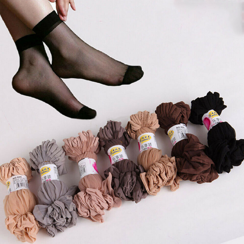 10 pairs ladies ankle high tights solid socks comfort top