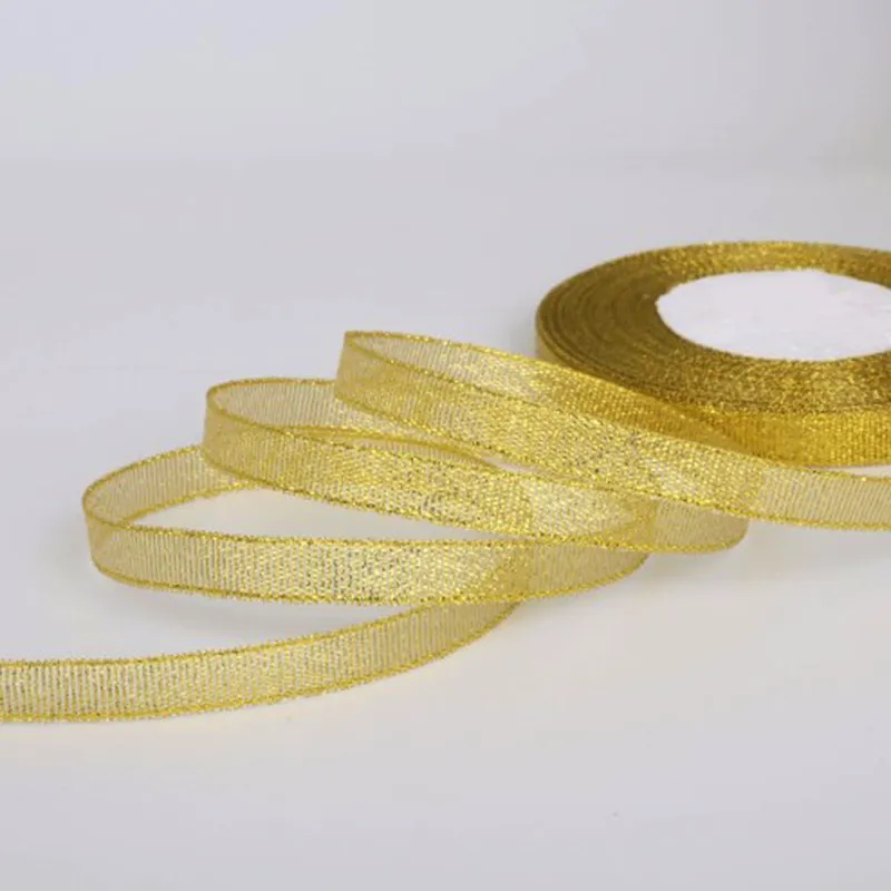 Golden Silver Baking Cake Box Packaging Ribbon - Gold