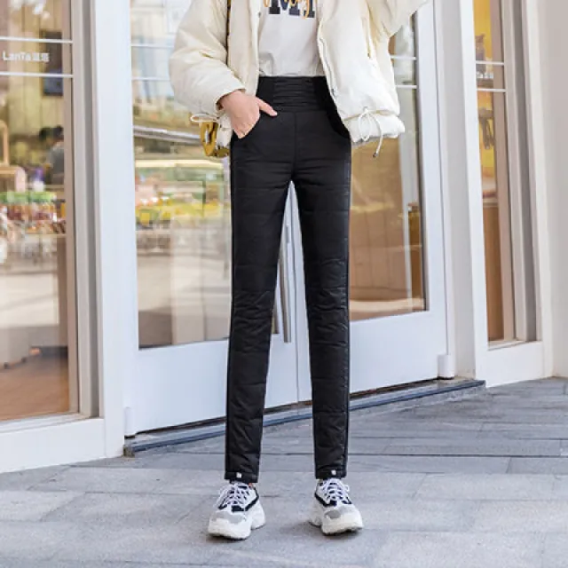 Women's Outer Wear High Waist Slim Down Pants Slim Plus Size Black - Shop at LoveMi