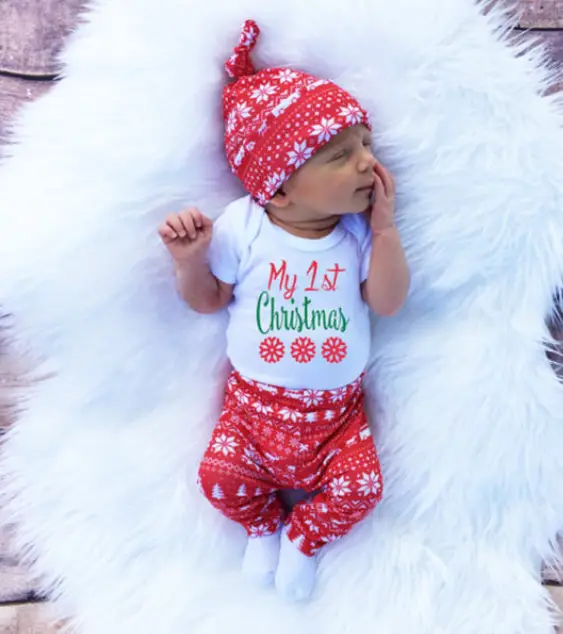 Three-piece Snowflake Christmas Romper For Children