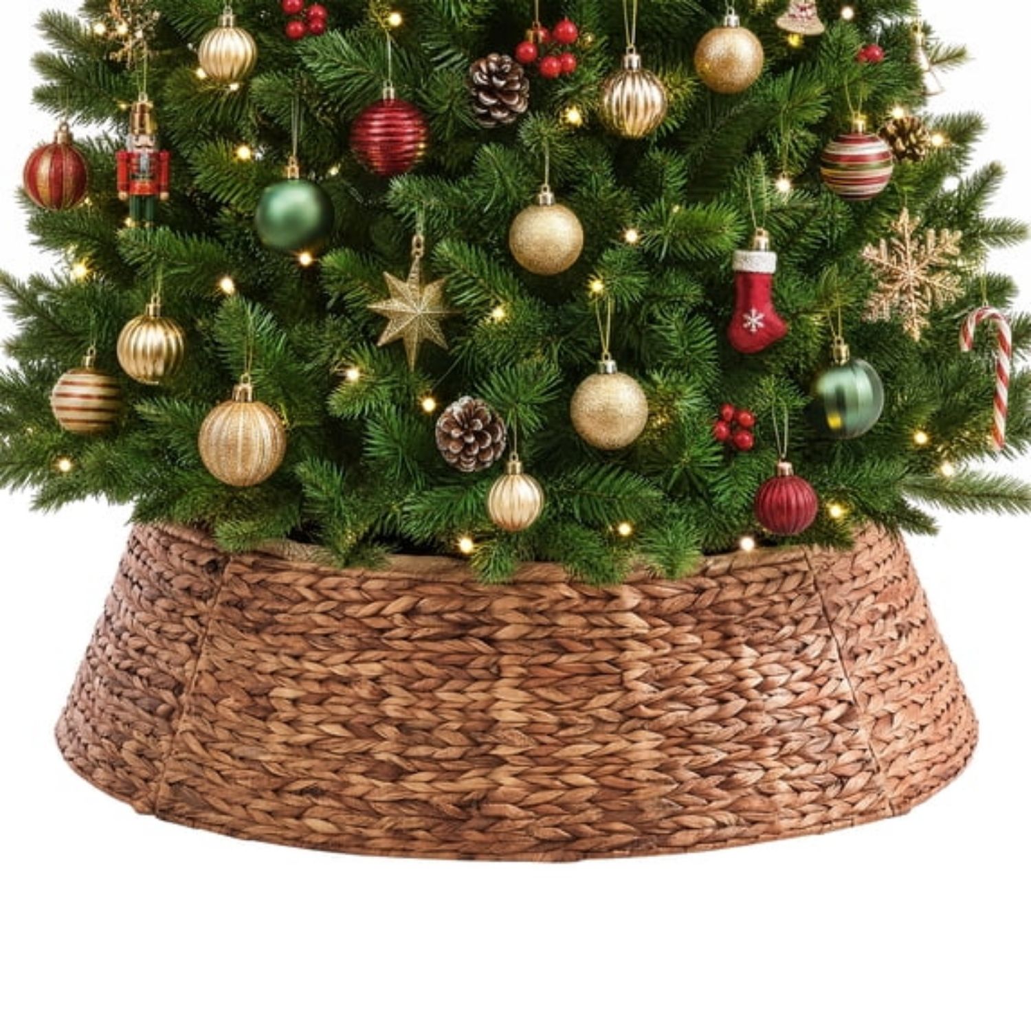 Woven Christmas Tree Collar, Christmas Tree Skirt Cover For Holiday Decor 2