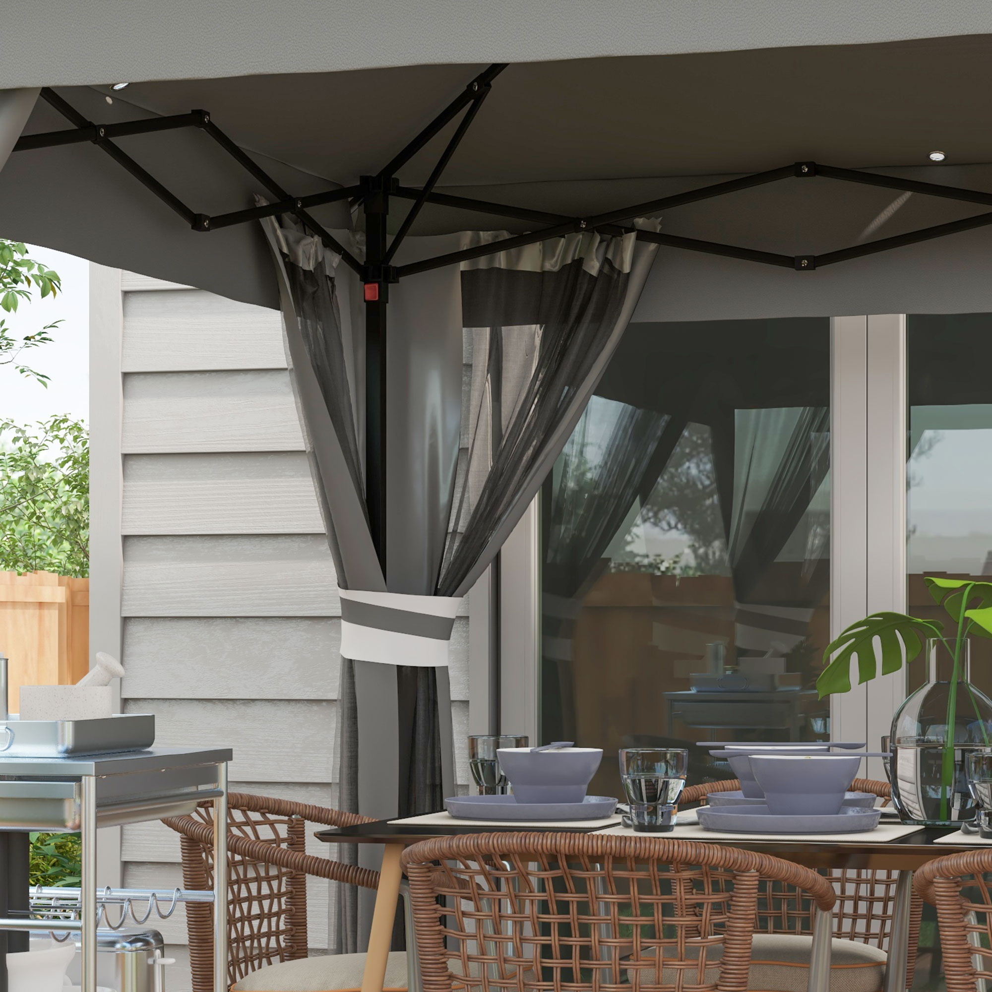 3.36 X 3.36m P Op Up Gazebo Party Tent With Solar-Powered LED Lights — image 8