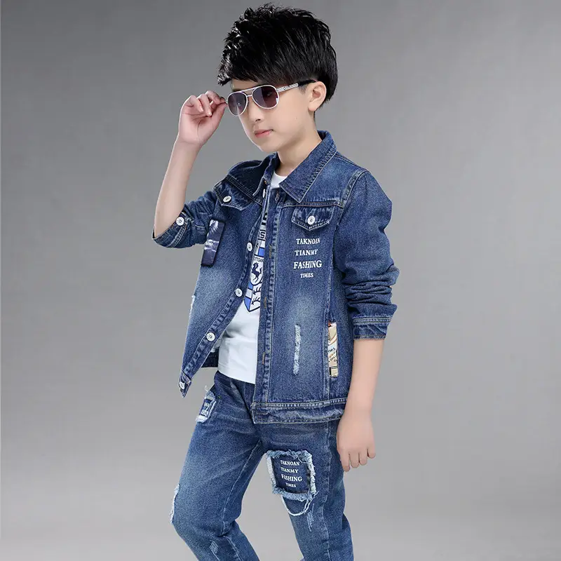 Children's Denim Jacket and Pants Set Casual Streetwear Outfit
