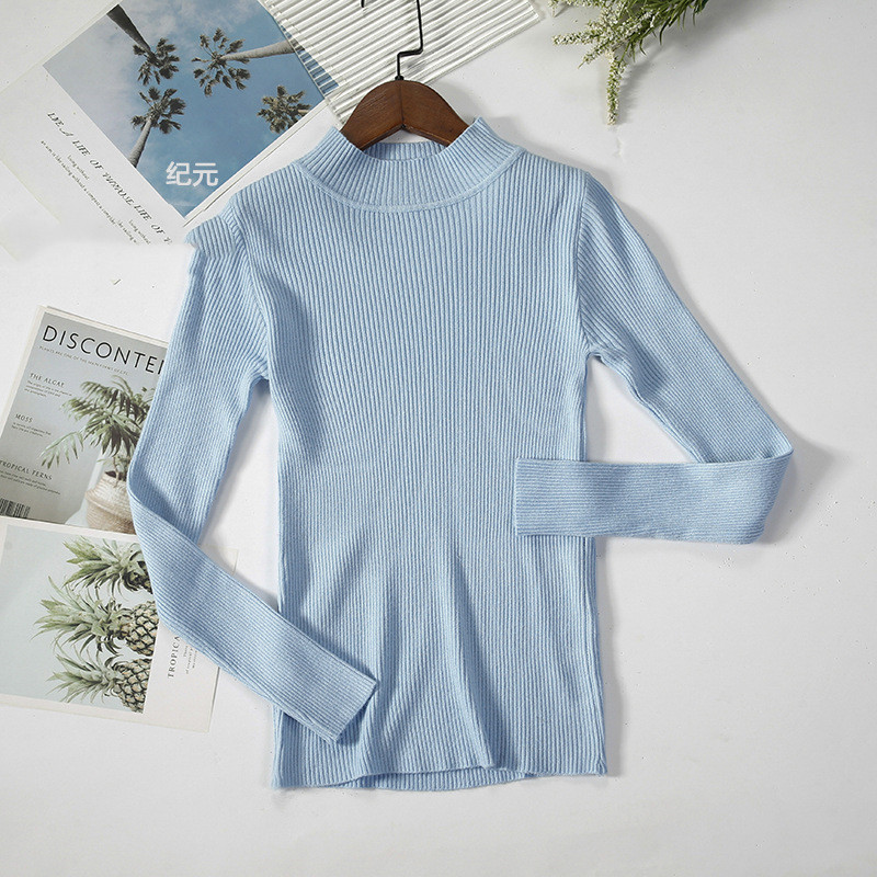 Title 5, Solid Color Pit Strip Knit Pullover Half Turtle...