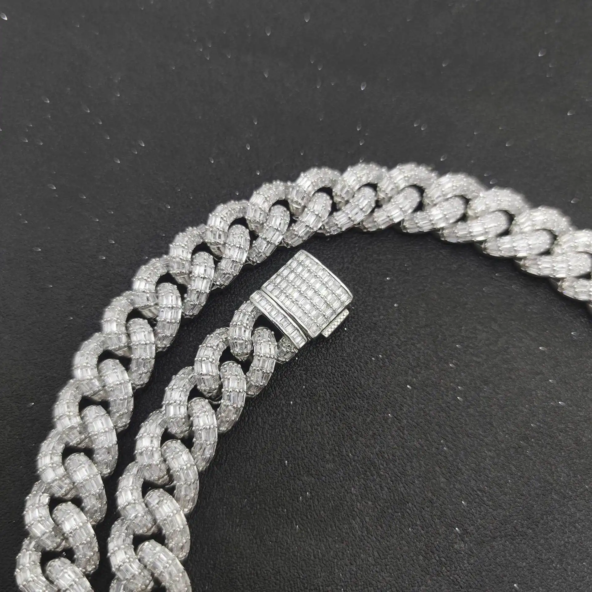 Hip Hop 15mm Three Row T Square Cuban Chain Real Gold Plating