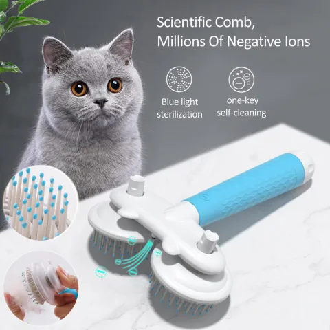 Pet Cat Brush Dog Slicker Double-headed Negative Ion One-button