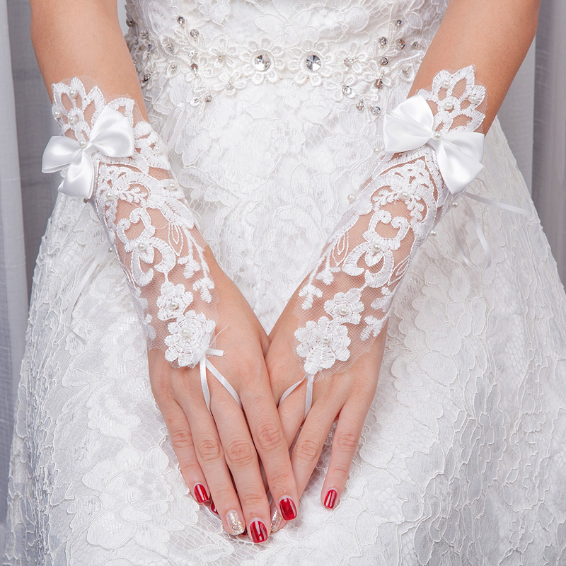 Title 3, Wedding Gloves Mid-length Lace Bow