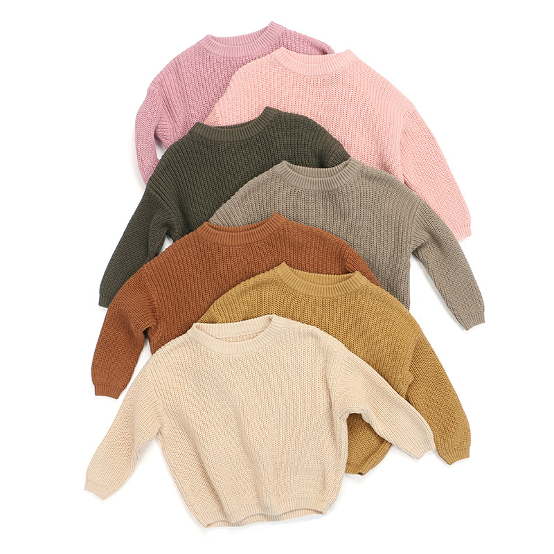 New Children's Knitted Sweater Solid And Simple