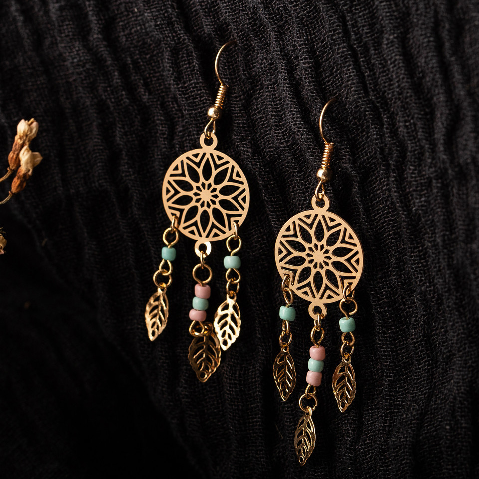New Earrings Ethnic Style Characteristic Alloy Hollow Pattern Tassel Earrings Pendant