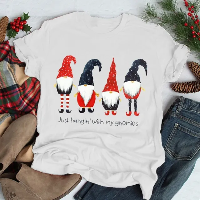 Women's Christmas T shirt Short Sleeve White - Shop at LoveMi