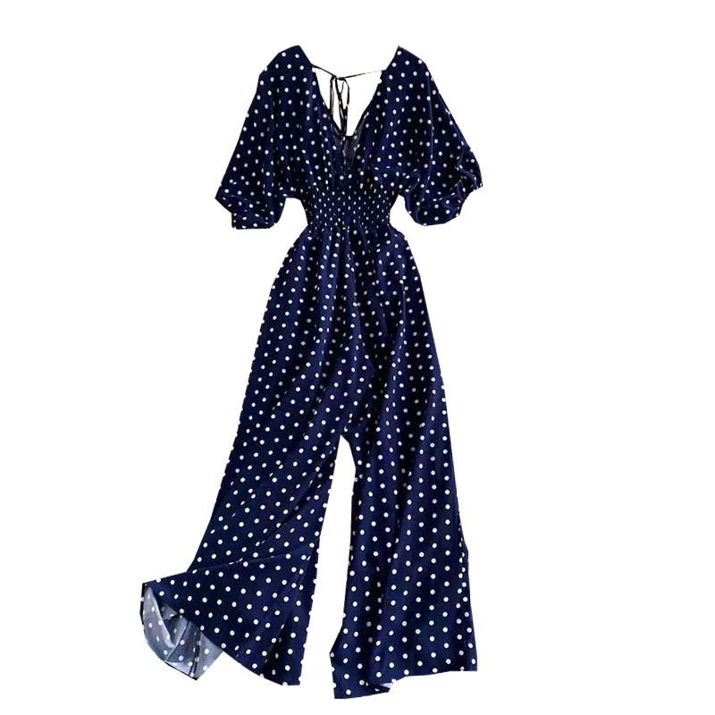 Title 2, Jumpsuit Slimming a Pois con Gamba Larga, di Te...