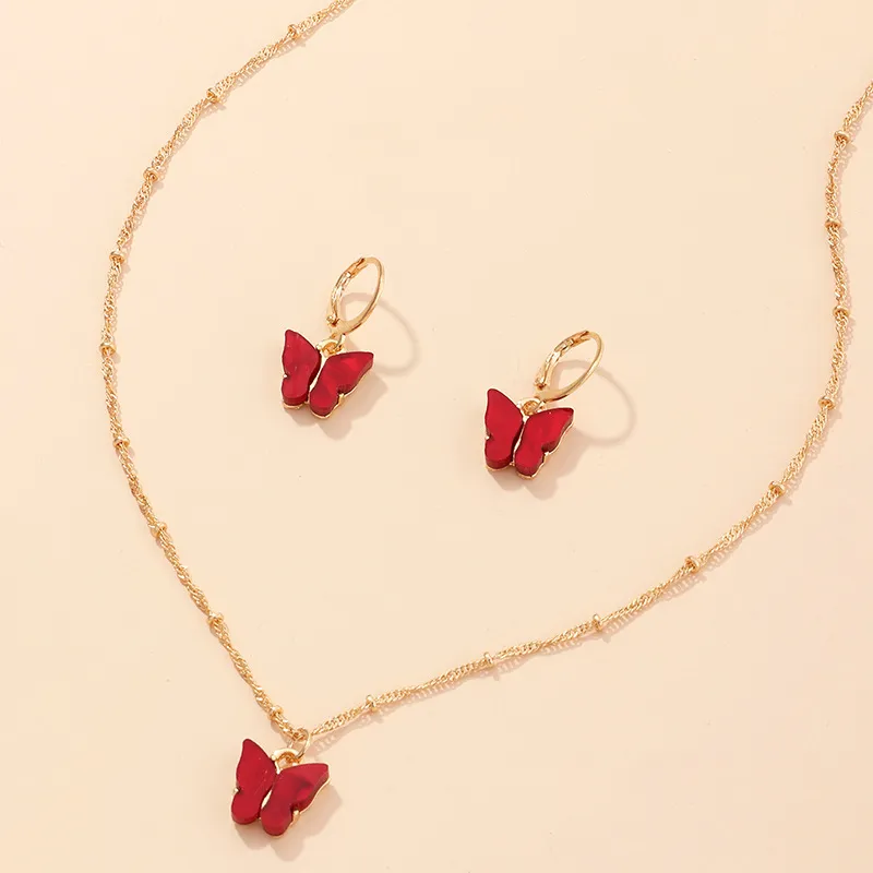 Creative Fashion Resin Butterfly Necklace And Earring Set - Sz0417Jiuhong