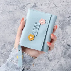 Creative Fashion Wallet Student Buckle Zero Wallet - Blue - View 1