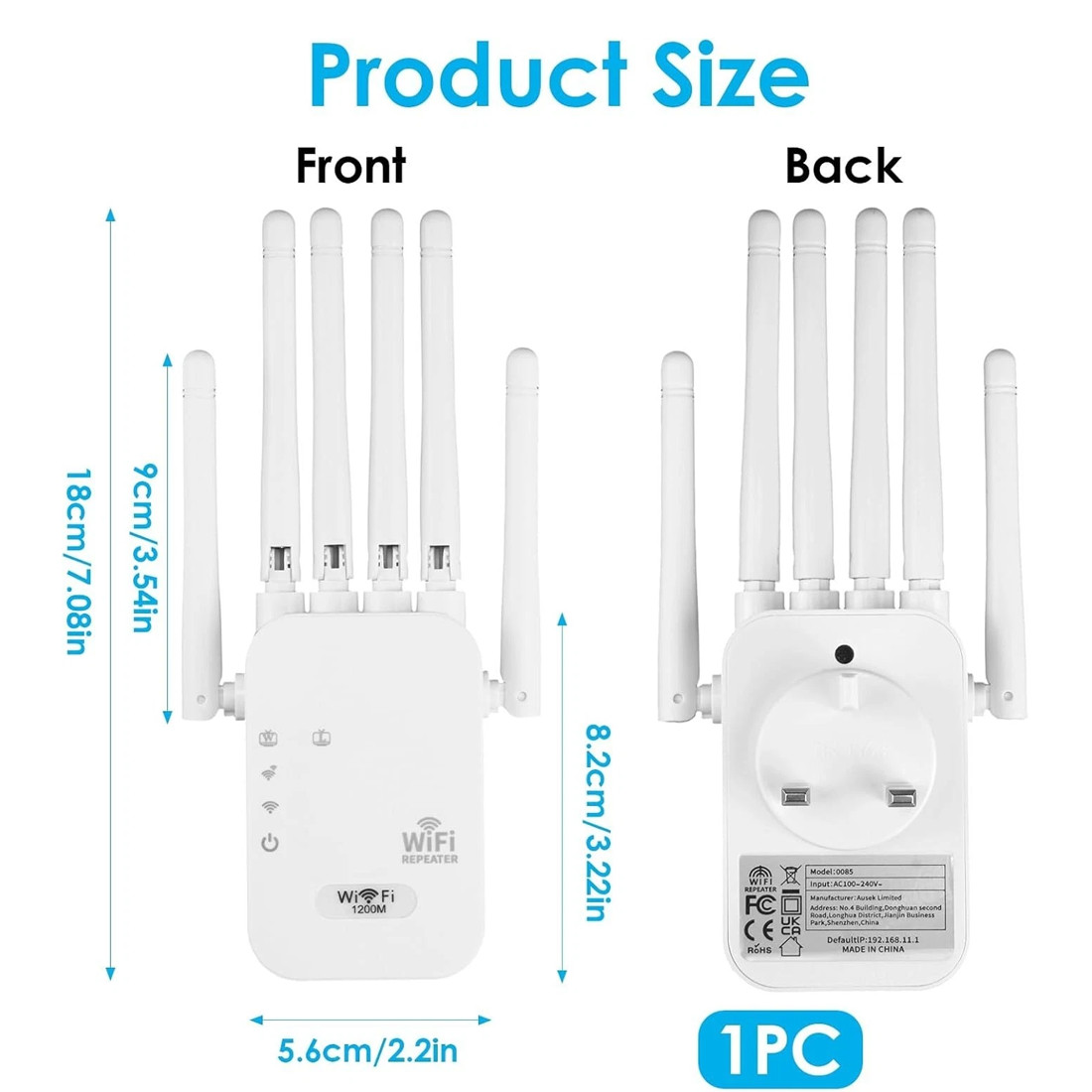 Dual-band Signal Booster Amplifier 1200M Gigabit Wireless Repeater