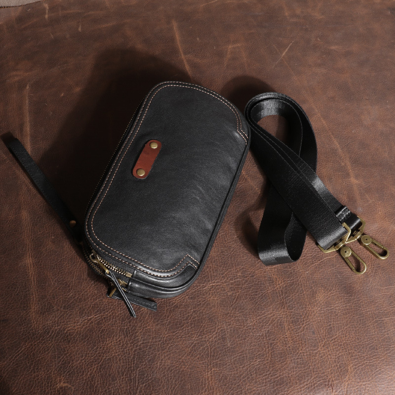 Men's Multi-functional Small Bag Cowhide Fanny Pack One Shoulder Cross-body — foto 3
